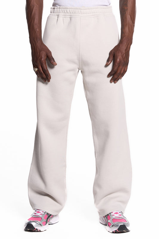 450GSM Heavyweight Cotton Polyester Blend Open Hem Sweatpants. Recycled Fabrics. Sustainable.