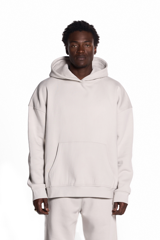450GSM Heavyweight Cotton Polyester Blend Pullover Hoodie. Recycled Fabrics. Sustainable.